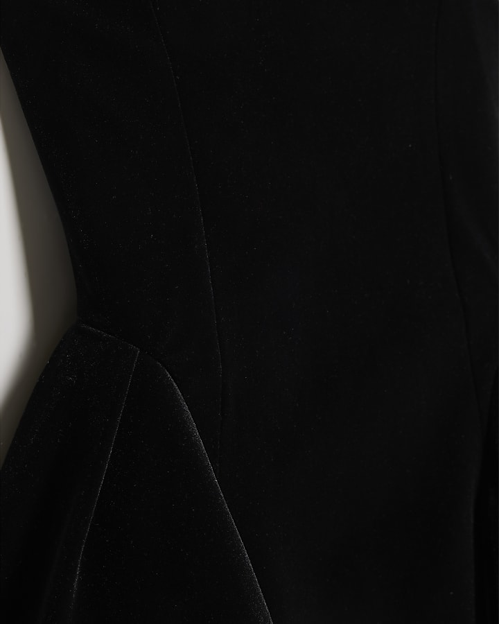 Girls Black Velvet Collar Dress