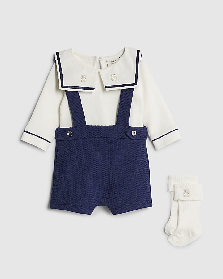 Baby Boys Navy Sailor Collar Short Set