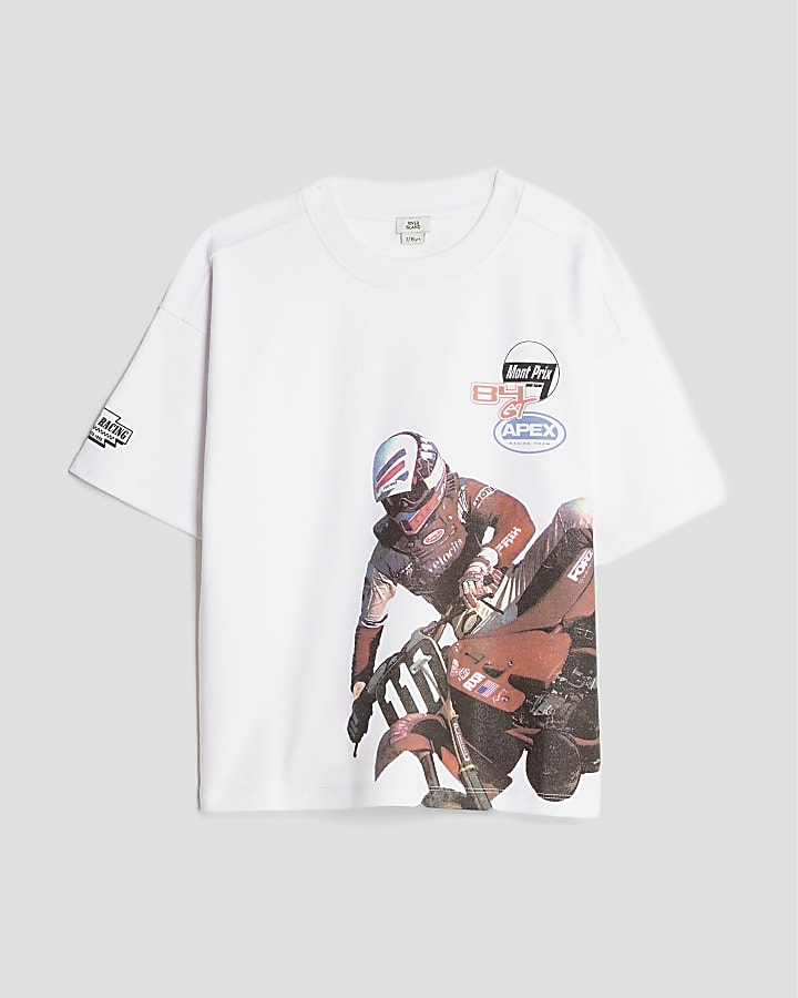 Boys White Bike Graphic T-Shirt