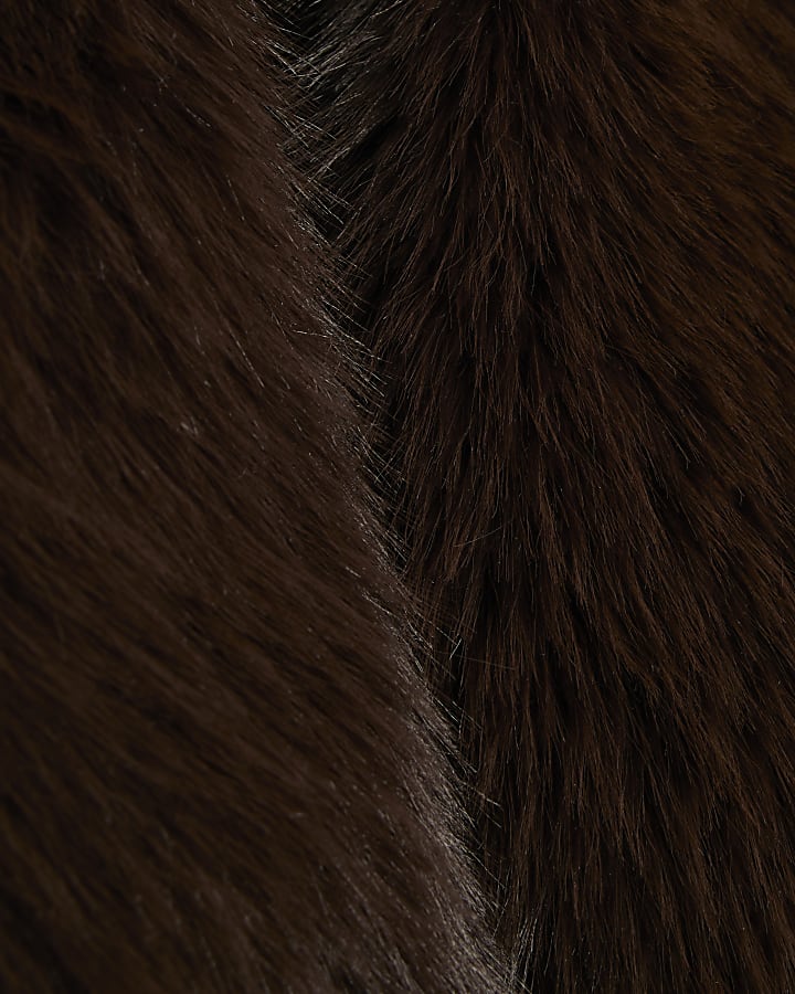 Girls Brown Faux Suede Coat