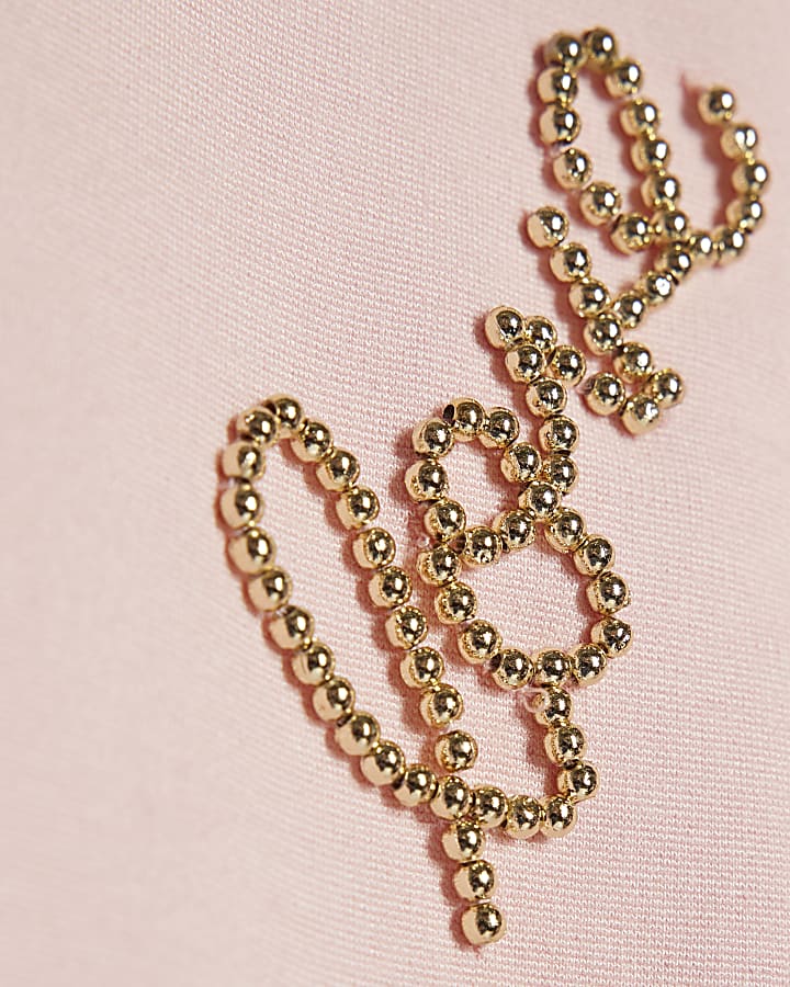 Girls Pink Embellished Lips Bomber Jacket