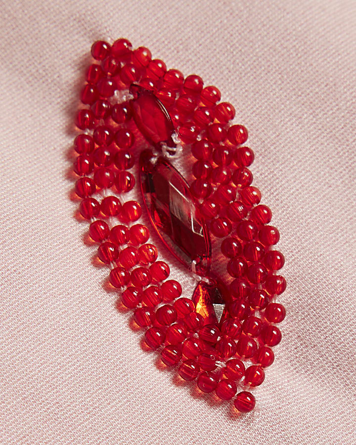 Girls Pink Embellished Lips Bomber Jacket