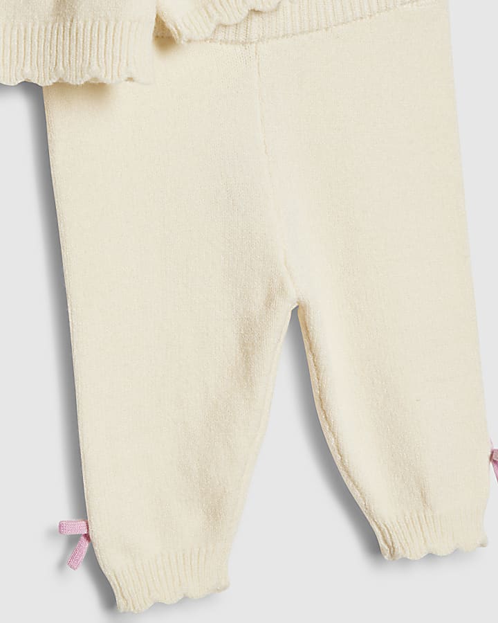 Baby Girls Cream Bow 3d Cardigan Set