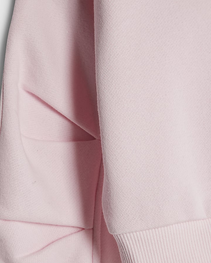 Girls Pink Embellished Collar Sweatshirt