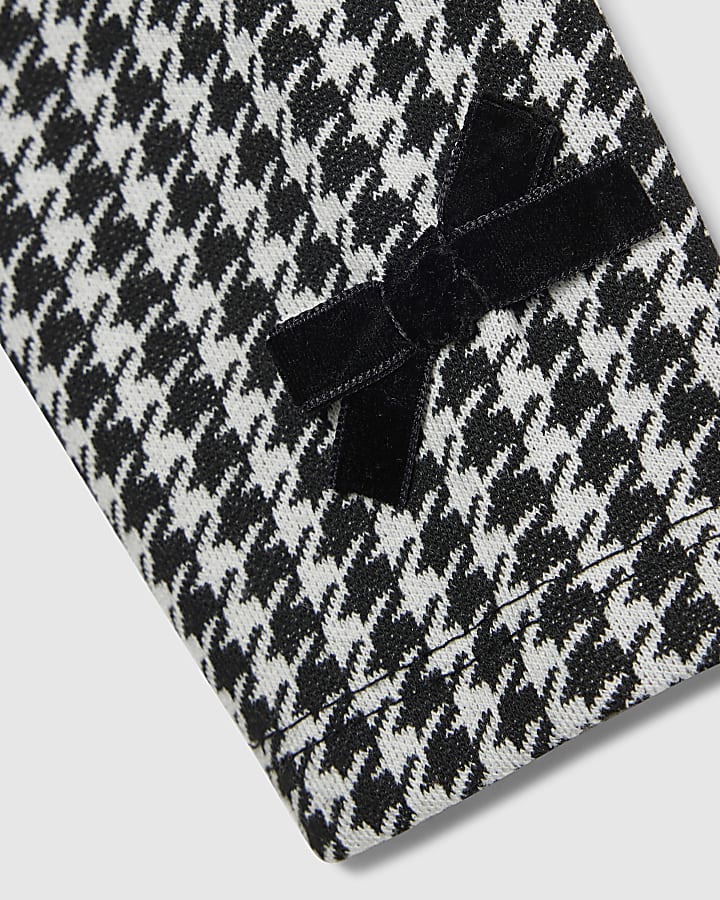 Mini Girls Black Dogtooth Leggings