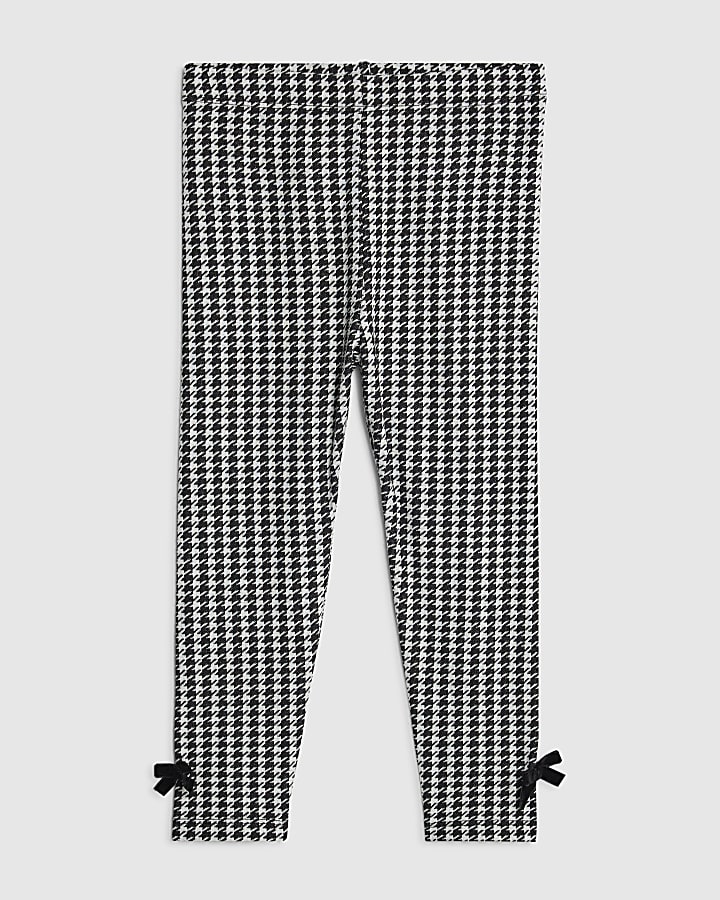 Mini Girls Black Dogtooth Leggings