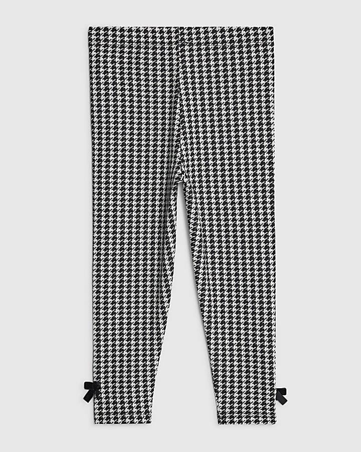 Mini Girls Black Dogtooth Leggings