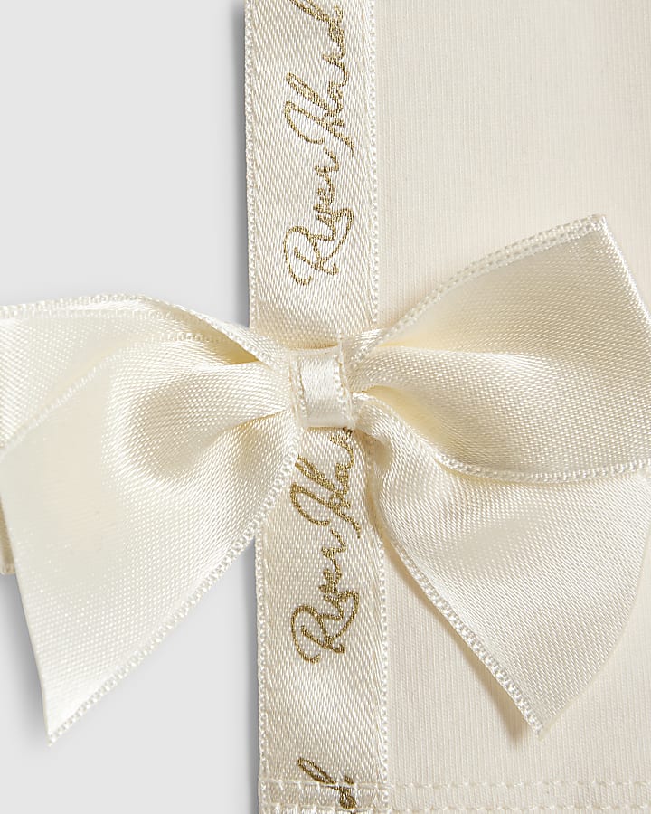 Mini Girls Cream Satin Bow Sweatshirt Set