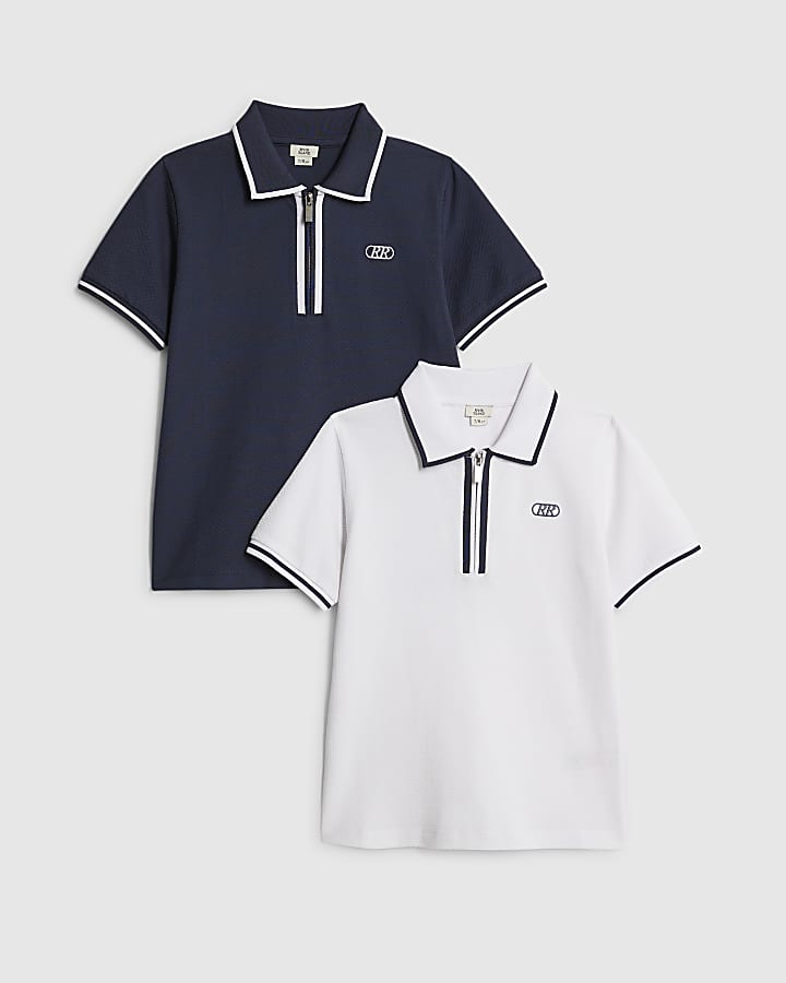 Boys White Pack Of 2 Polo Shirt