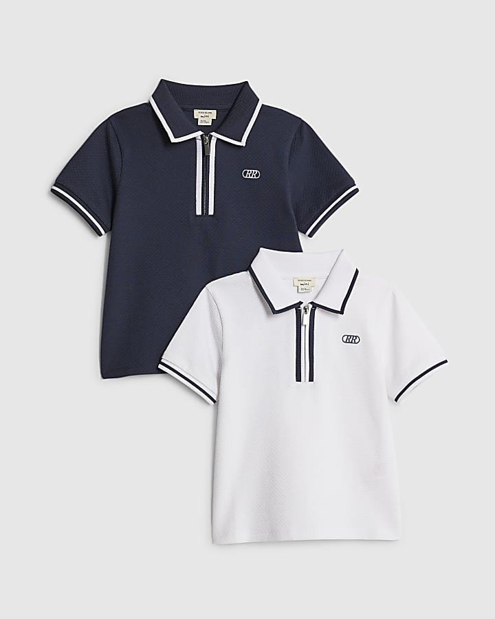 Mini Boys White Pack Of 2 Polo Shirt
