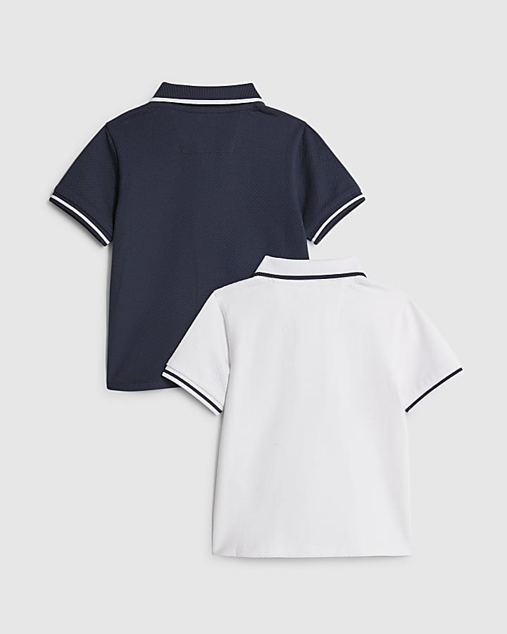 Mini Boys White Pack Of 2 Polo Shirt