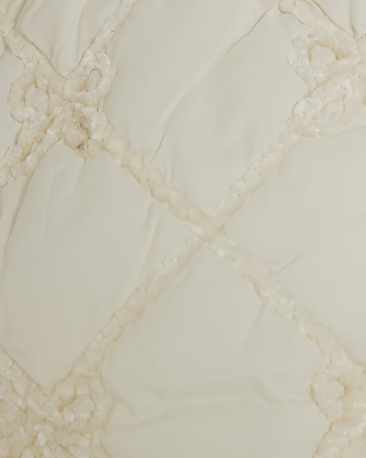 Mini Girls Cream Hooded Bow Padded Coat