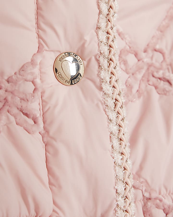 Mini Girls Pink Hooded Bow Padded Coat