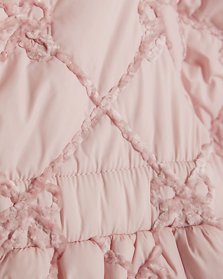 Mini Girls Pink Hooded Bow Padded Coat