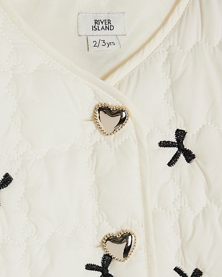 Mini Girls Cream Bow Gilet And Skirt Set