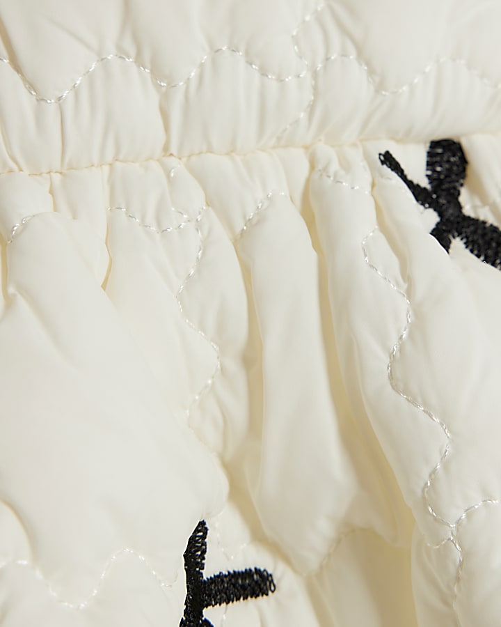 Mini Girls Cream Bow Gilet And Skirt Set