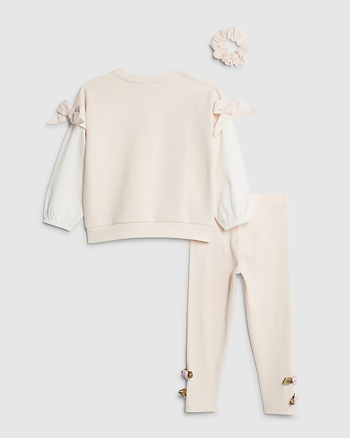 Mini Girls Pink Sweatshirt 3 Piece Set