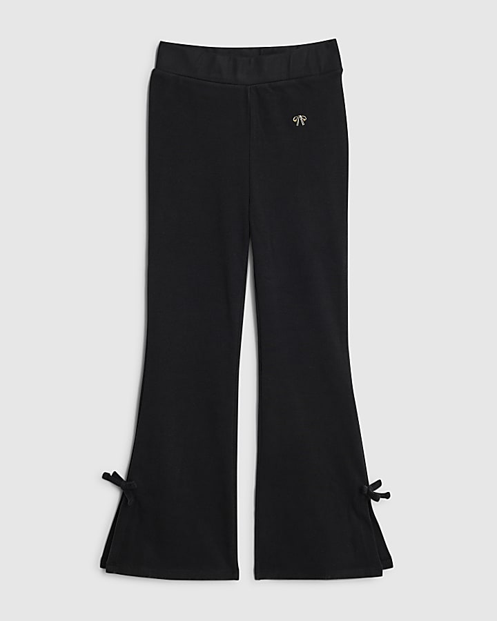 Girls Black Cosy Flared Trousers