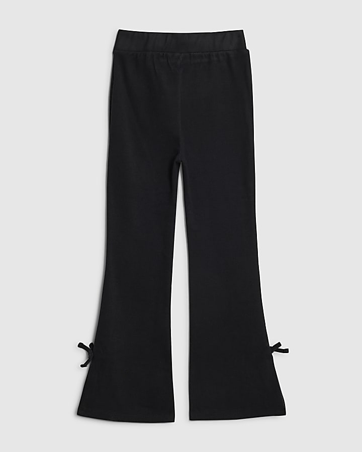 Girls Black Cosy Flared Trousers