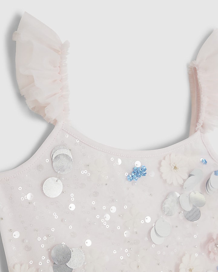 Mini Girls Pink Sequin Tulle Dress