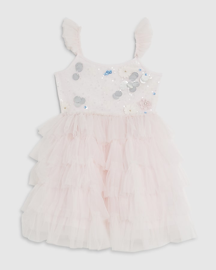 Mini Girls Pink Sequin Tulle Dress