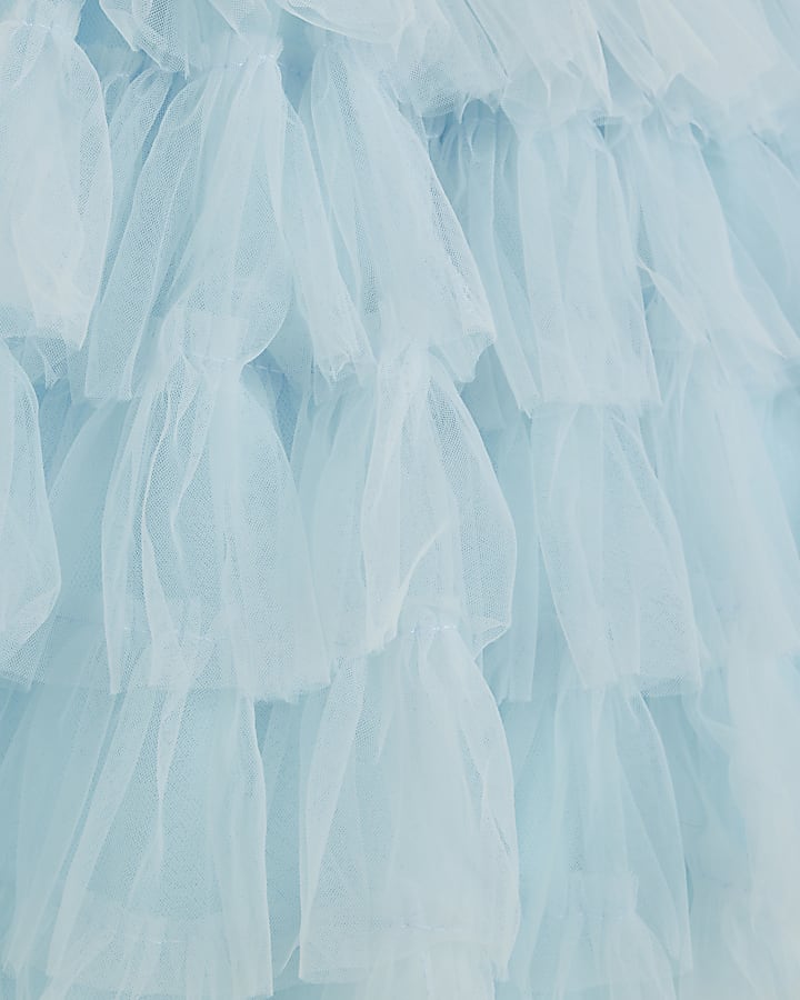 Mini Girls Blue Sequin Tulle Dress