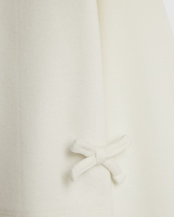 Girls Cream Bow Cosy Top Set