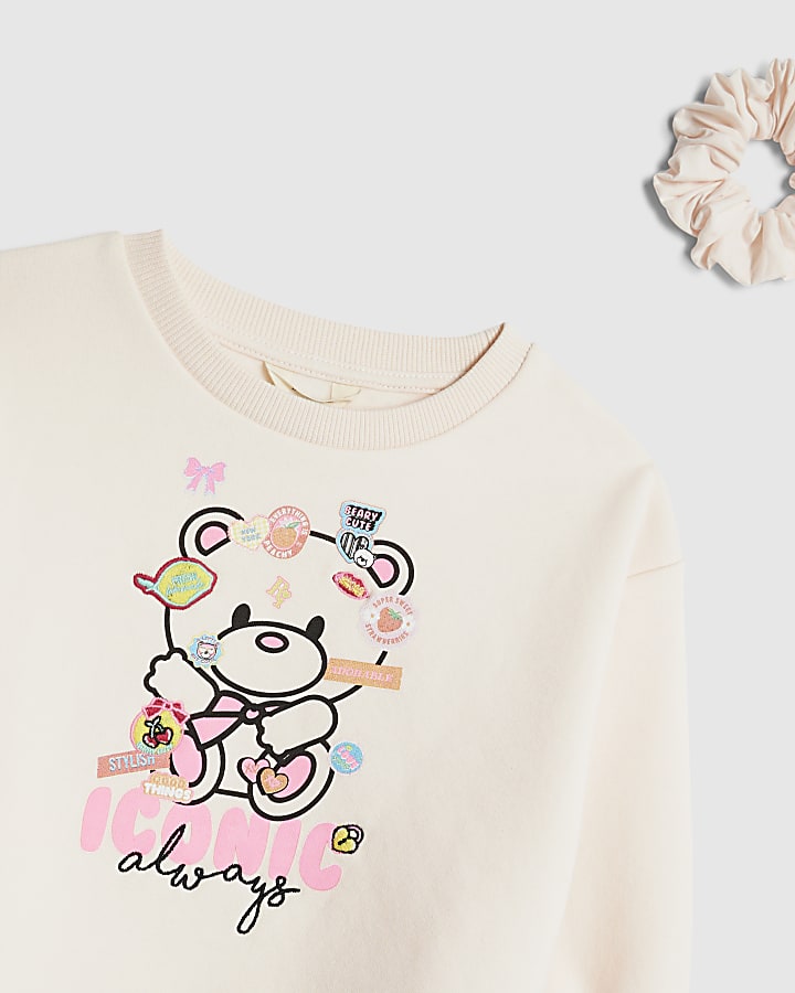 Mini Girls Pink Iconic Bear Sweatshirt Set