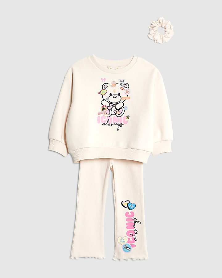 Mini Girls Pink Iconic Bear Sweatshirt Set