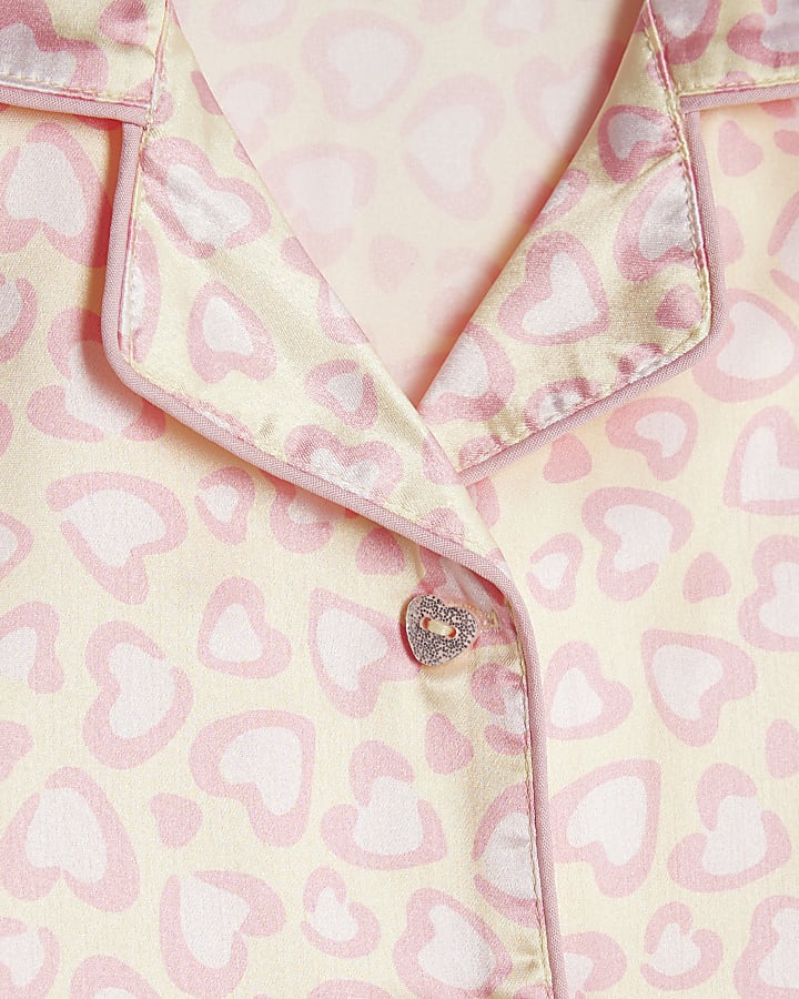 Mini Girls Yellow Leopard Satin Pyjama's Set