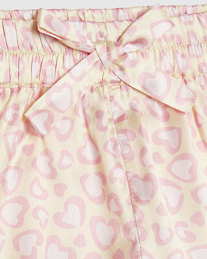 Mini Girls Yellow Leopard Satin Pyjama's Set