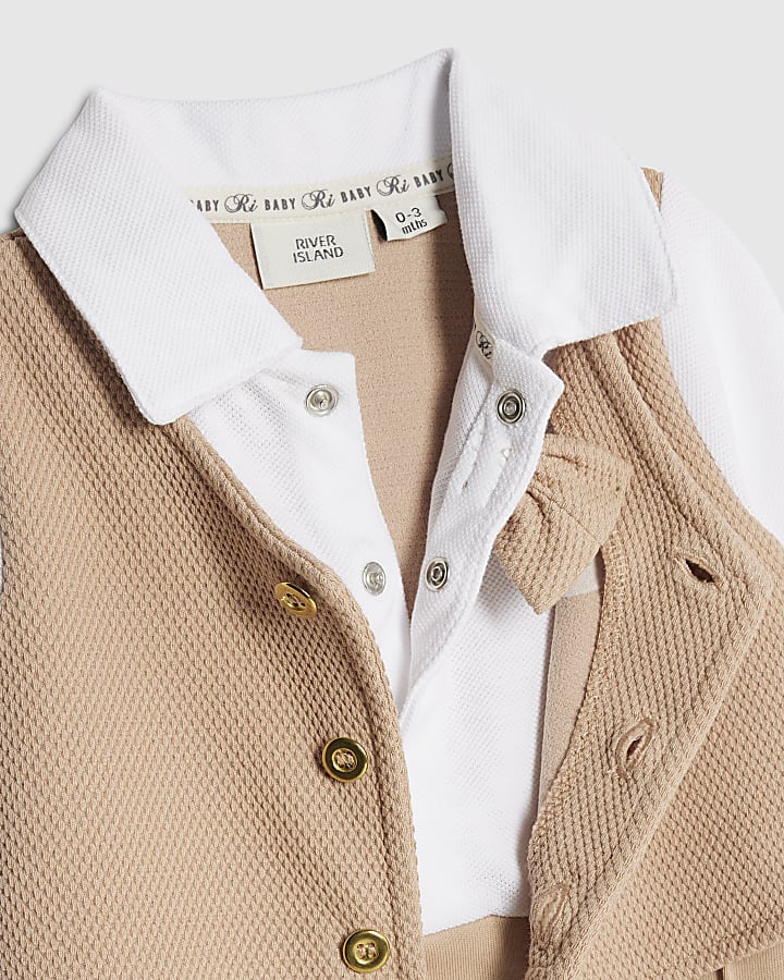Baby Boys Beige Waistcoat Set