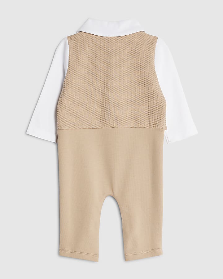 Baby Boys Beige Waistcoat Set