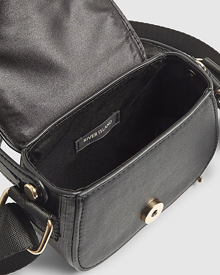 Girls Black Script Crossbody bag