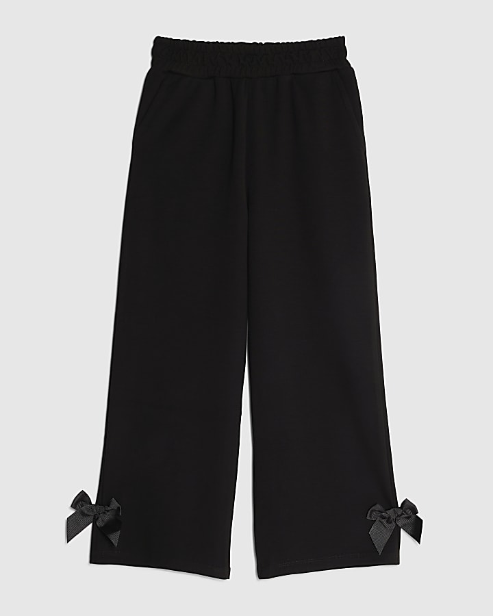 Girls Black Wide Leg Trousers