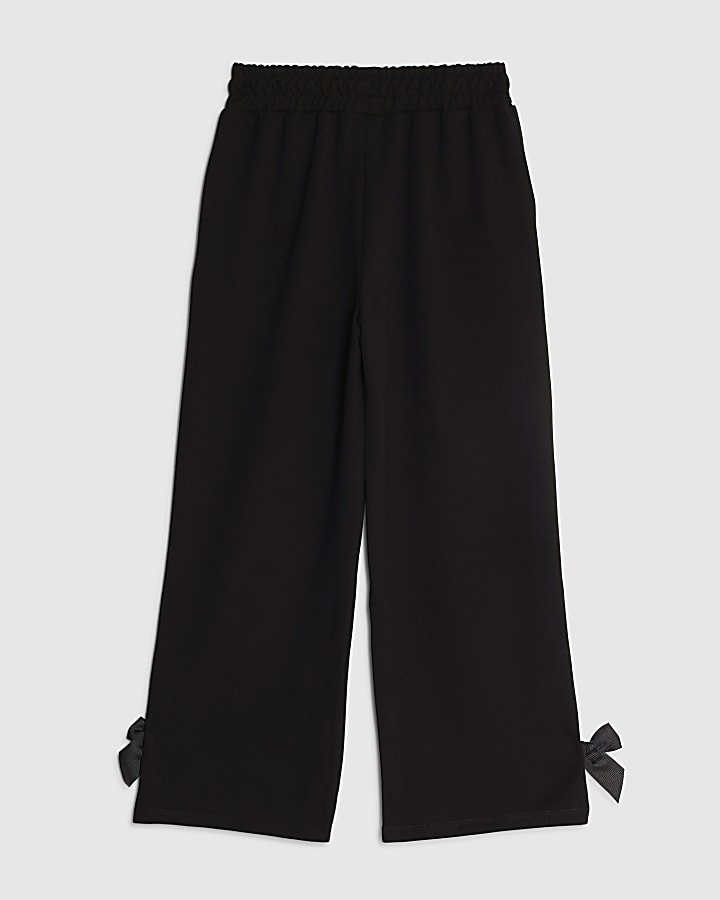 Girls Black Wide Leg Trousers