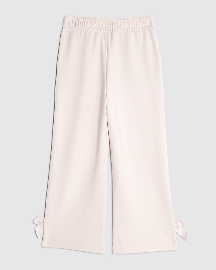 Girls Pink Wide Leg Bow Trousers