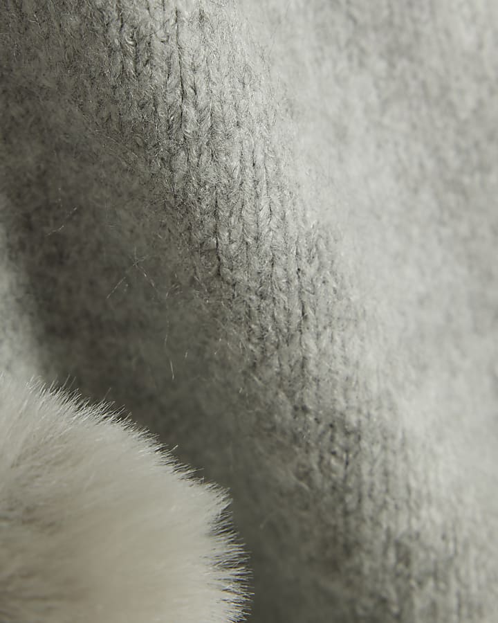 Girls Grey Pom Pom Jumper