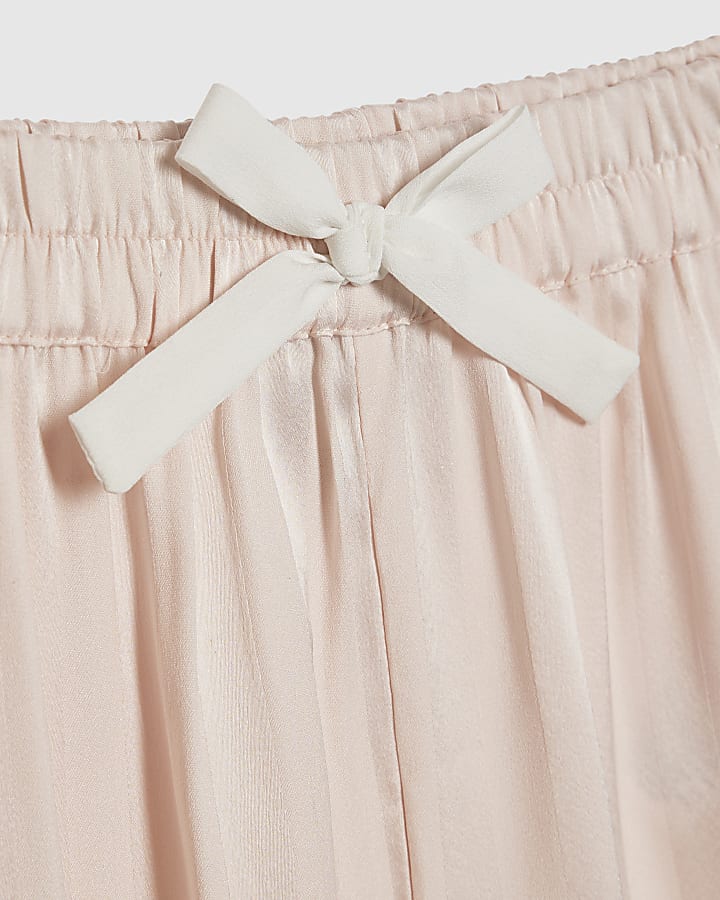 Mini Girls Pink Corsage Satin Pyjamas Set