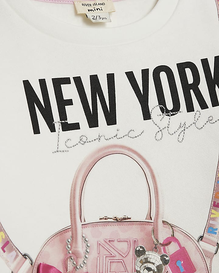 Mini Girls Cream York Bag Sweatshirt Set