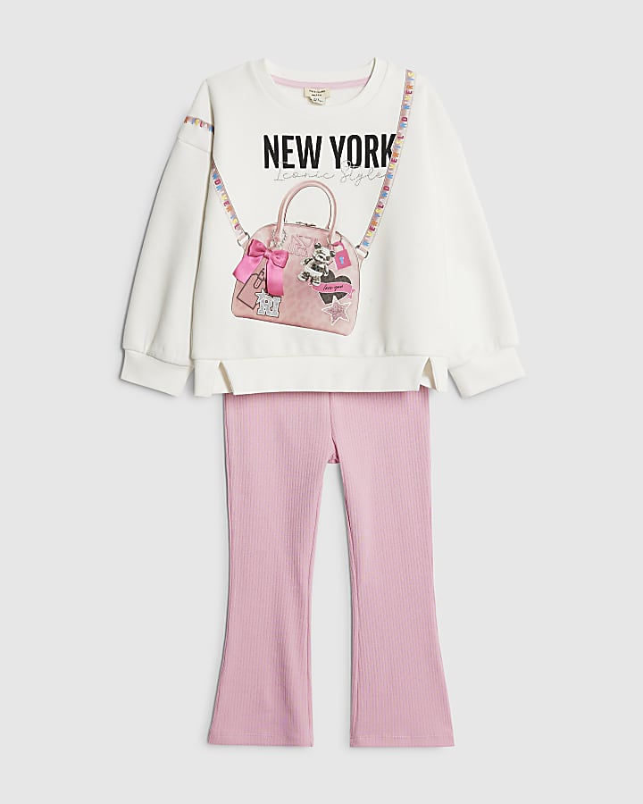 Mini Girls Cream York Bag Sweatshirt Set