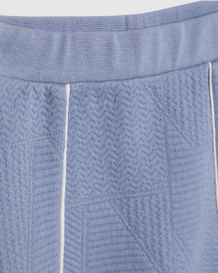 Baby Boys Blue Jacquard Shacket Set