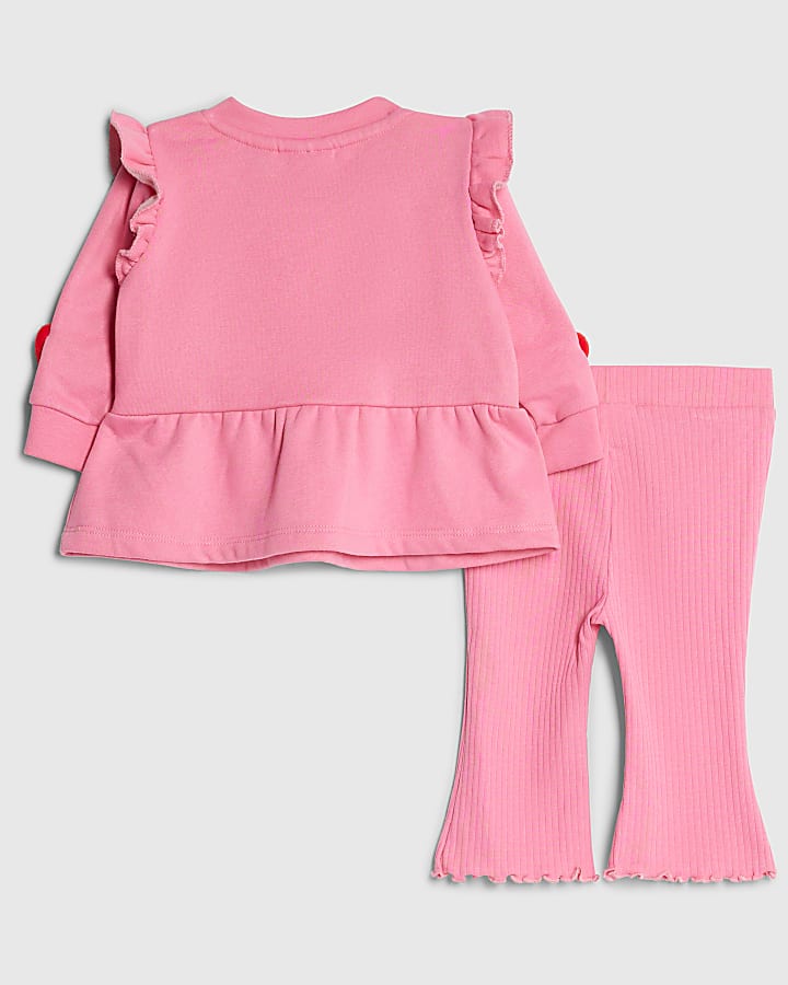Baby Girls Pink 3D Heart Sweatshirt Set