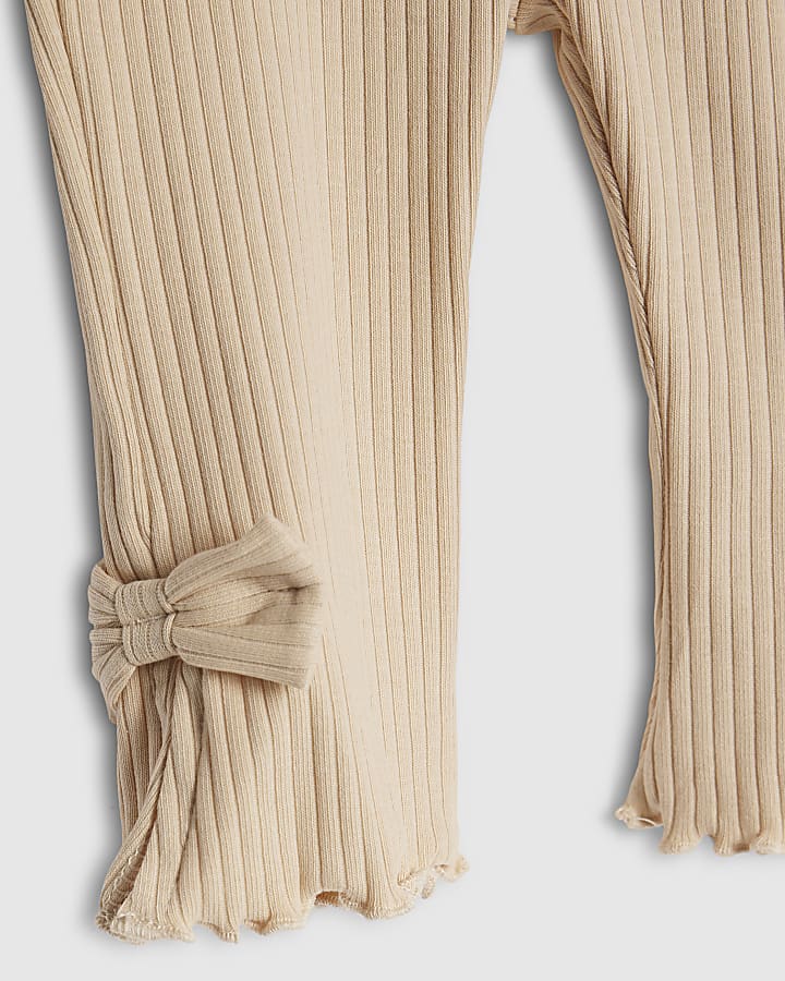 Baby Girls Beige Bear Peplum Sweatshirt Set