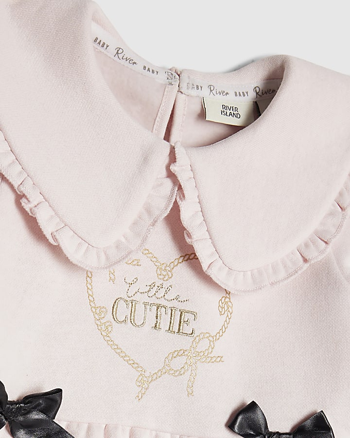 Baby Girls Pink Cute Bow Sweatshirt Set