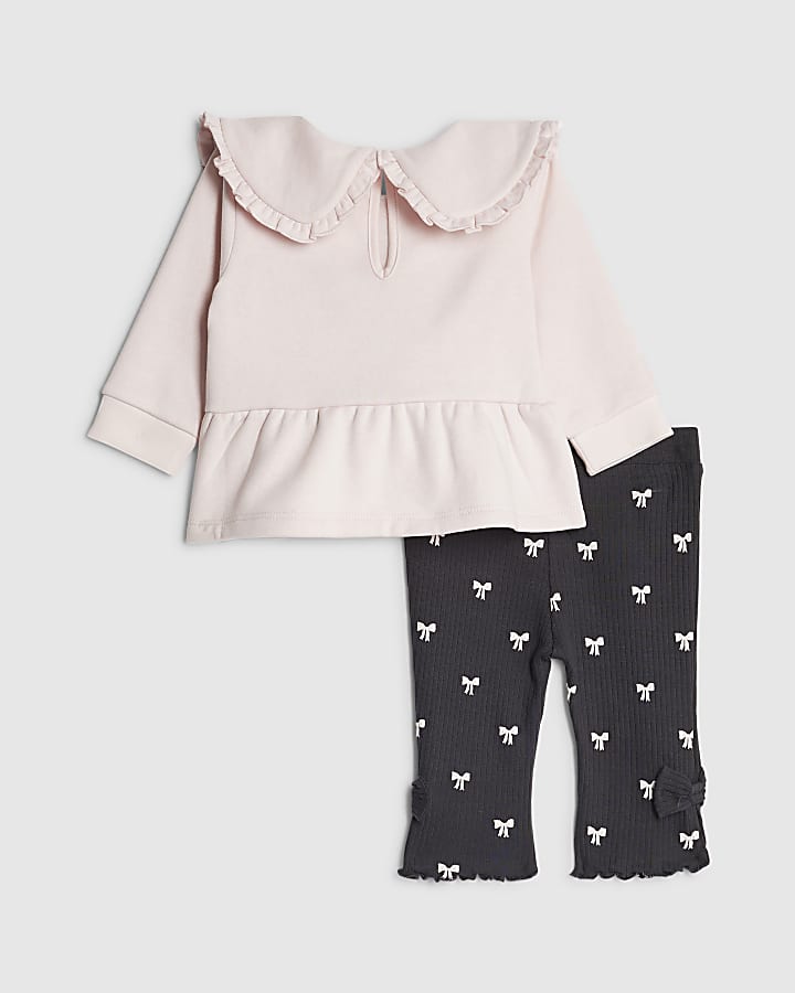 Baby Girls Pink Cute Bow Sweatshirt Set