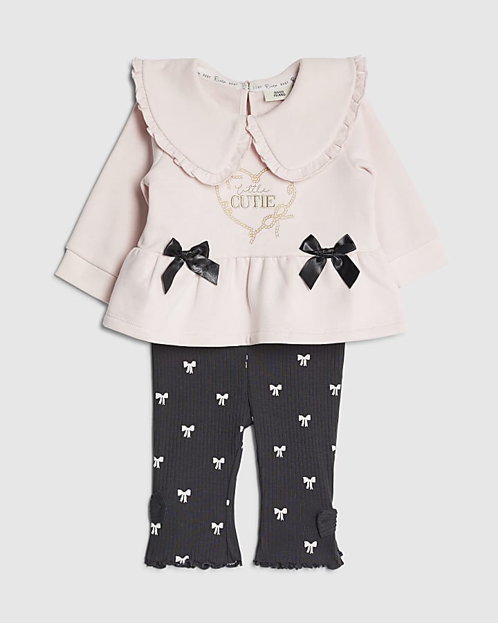 Baby Girls Pink Cute Bow Sweatshirt Set