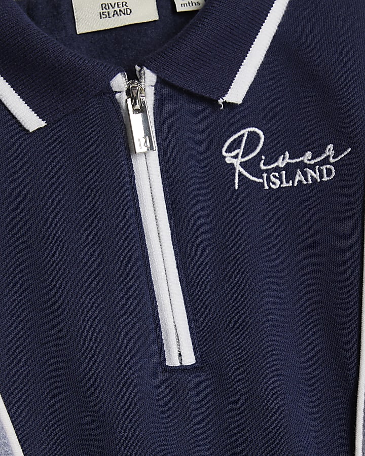 Baby Boys Navy Colour Block Sweatshirt Set