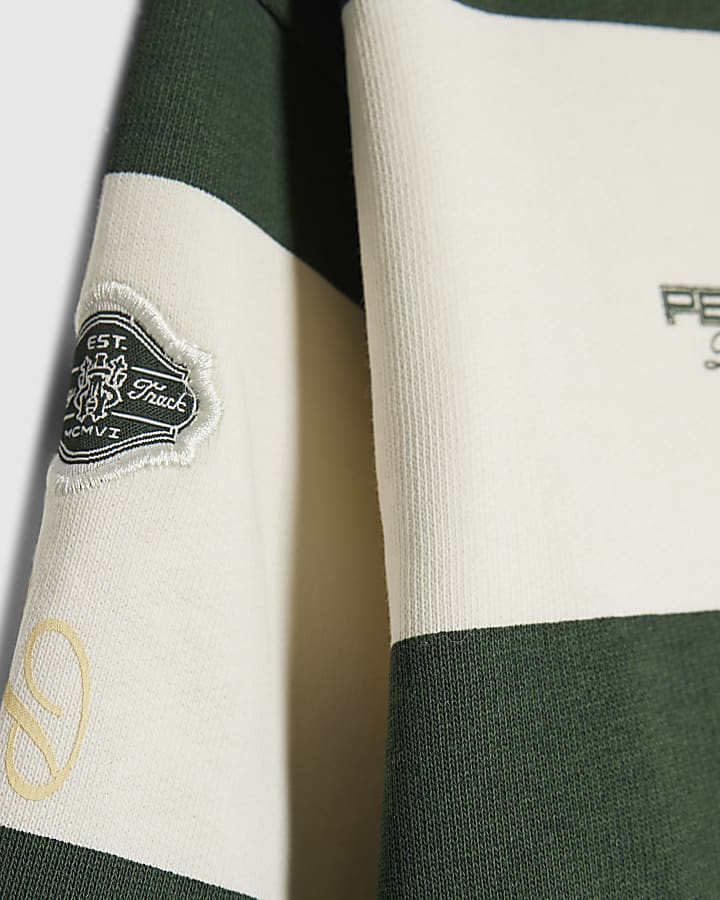 Mini Boys Green Stripe Sports Sweatshirt