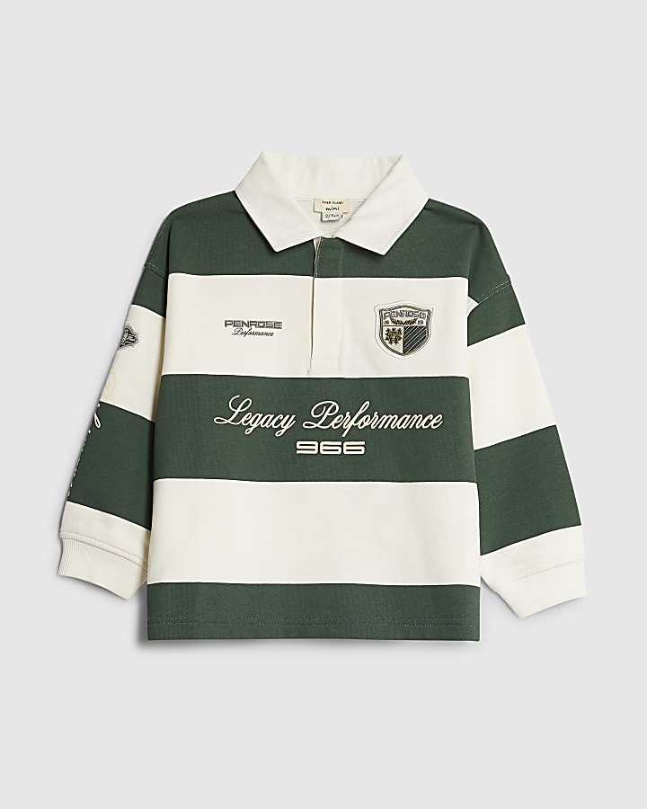 Mini Boys Green Stripe Sports Sweatshirt